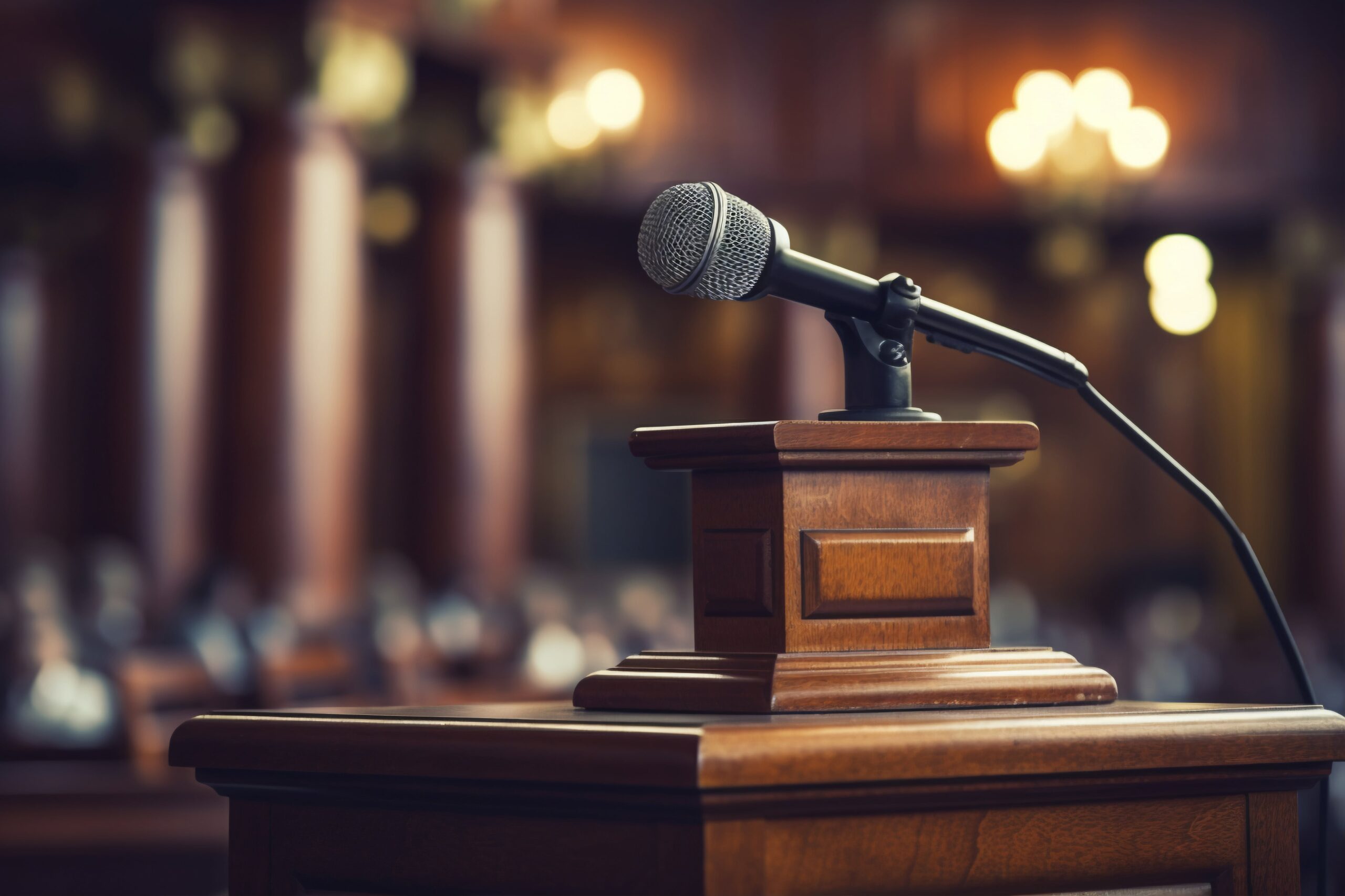 Microphone in court hearings close-up