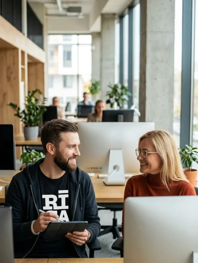 People smiling and talking with each other